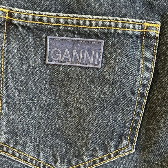Ganni Betzy Jeans Dark Blue Stone size 32/32  Flare High Rise Organic Cotton NWT - Picture 12 of 16